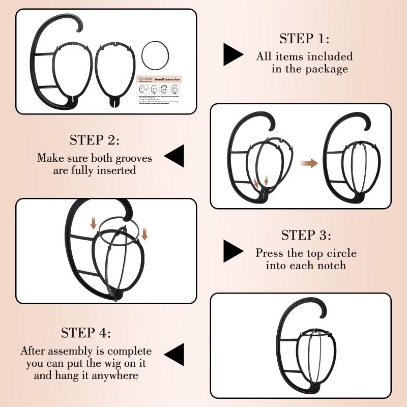 obeoby Wig Hanger, Hanging Wig Stand Portable Hanging Stand For Wigs,Traveling - Image 3